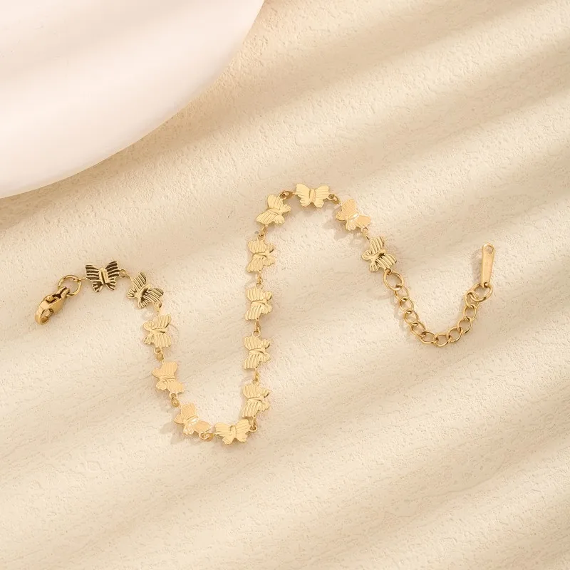 Sweet Simple Style Butterfly 304 Stainless Steel 18K Gold Plated Bracelets In Bulk display picture 3
