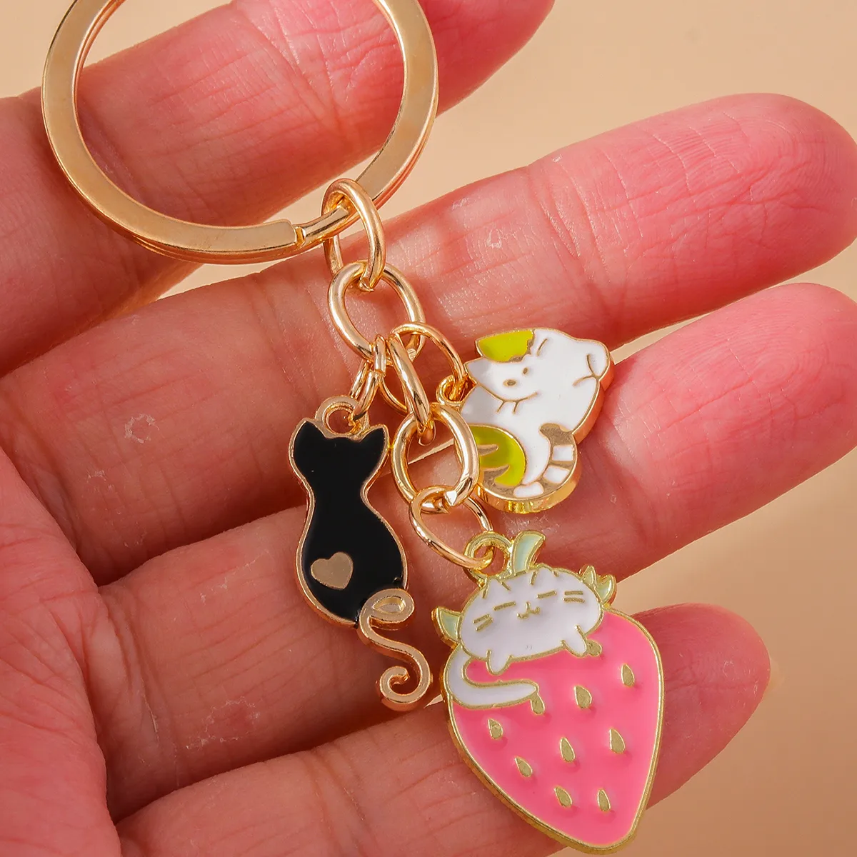 Cute Cat Alloy Keychain display picture 4