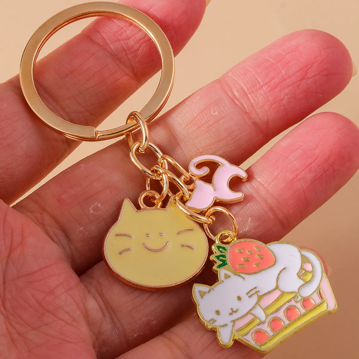 Cute Cat Alloy Keychain display picture 2