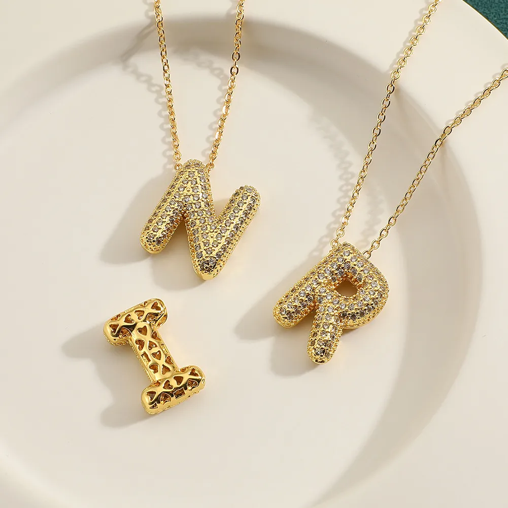 Wholesale Casual Simple Style Letter Copper Plating Inlay Zircon Pendant Necklace display picture 4