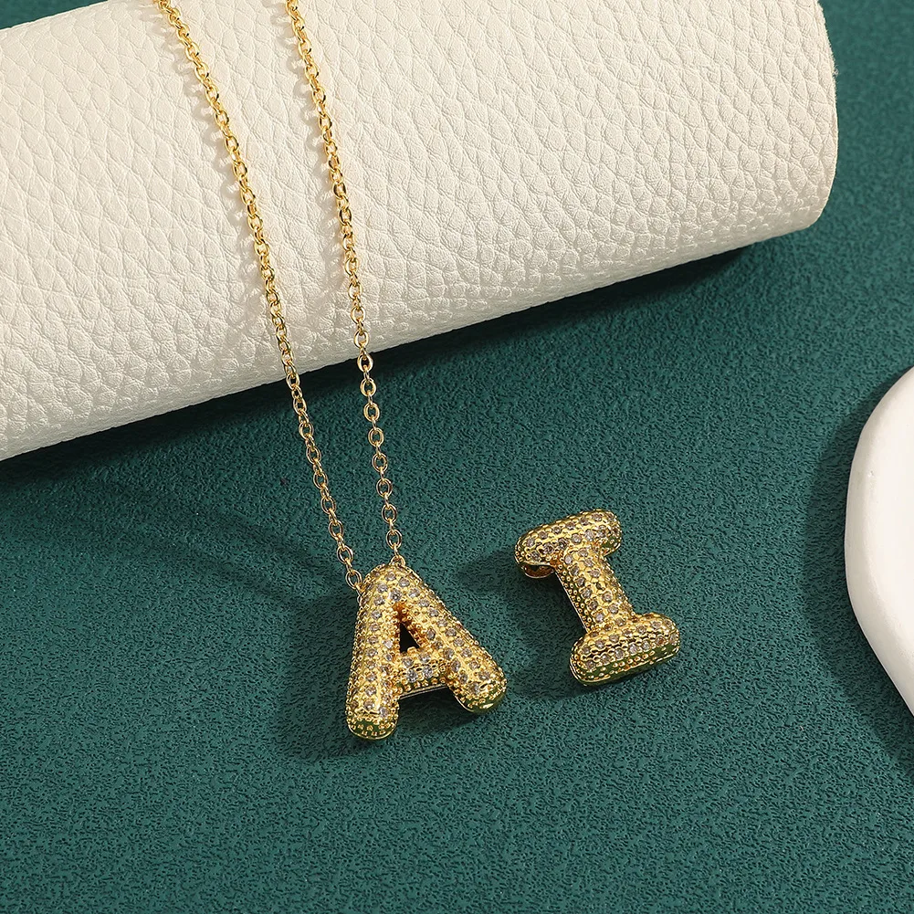 Wholesale Casual Simple Style Letter Copper Plating Inlay Zircon Pendant Necklace display picture 5