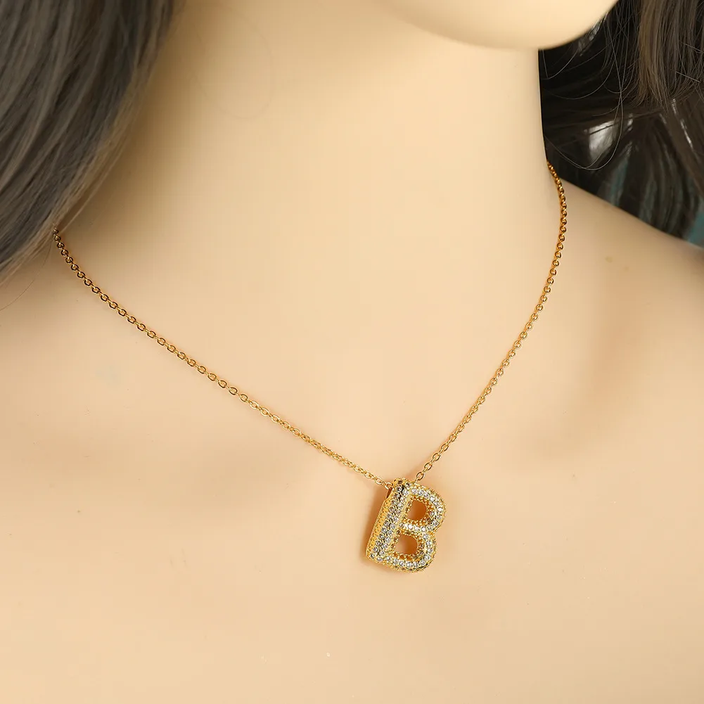 Wholesale Casual Simple Style Letter Copper Plating Inlay Zircon Pendant Necklace display picture 6