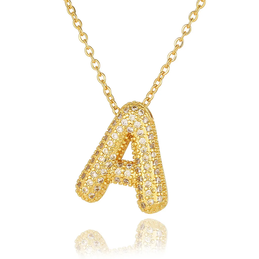 Wholesale Casual Simple Style Letter Copper Plating Inlay Zircon Pendant Necklace display picture 7