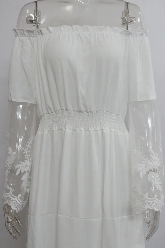 Women's Regular Dress Fashion Boat Neck Patchwork Lace Long Sleeve Solid Color Maxi Long Dress Daily display picture 6
