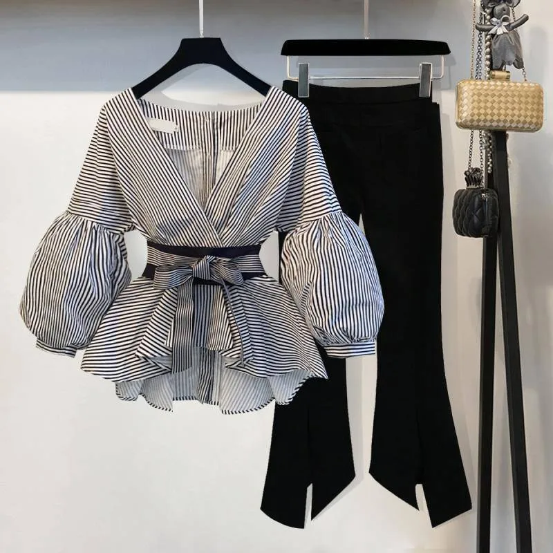 Daily Women's Simple Style Bow Knot Polyester Rib Fabrics Pants Sets Pants Sets display picture 4