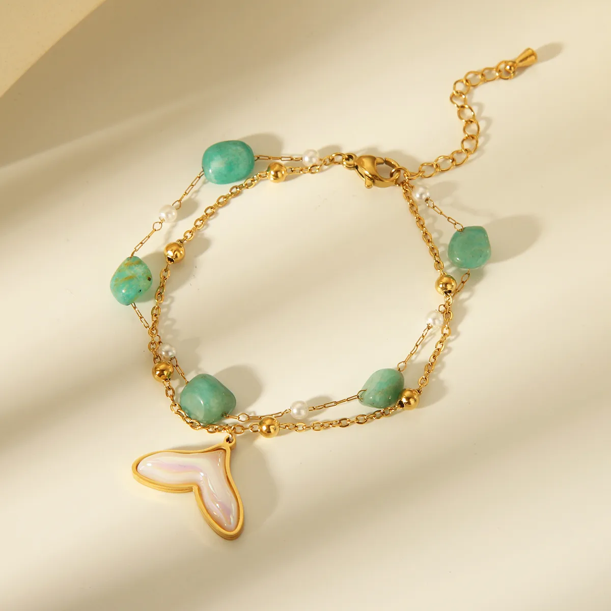 Beach Simple Style Commute Starfish Shell Fish Tail 304 Stainless Steel 18K Gold Plated Acrylic Natural Stone Bracelets In Bulk display picture 3
