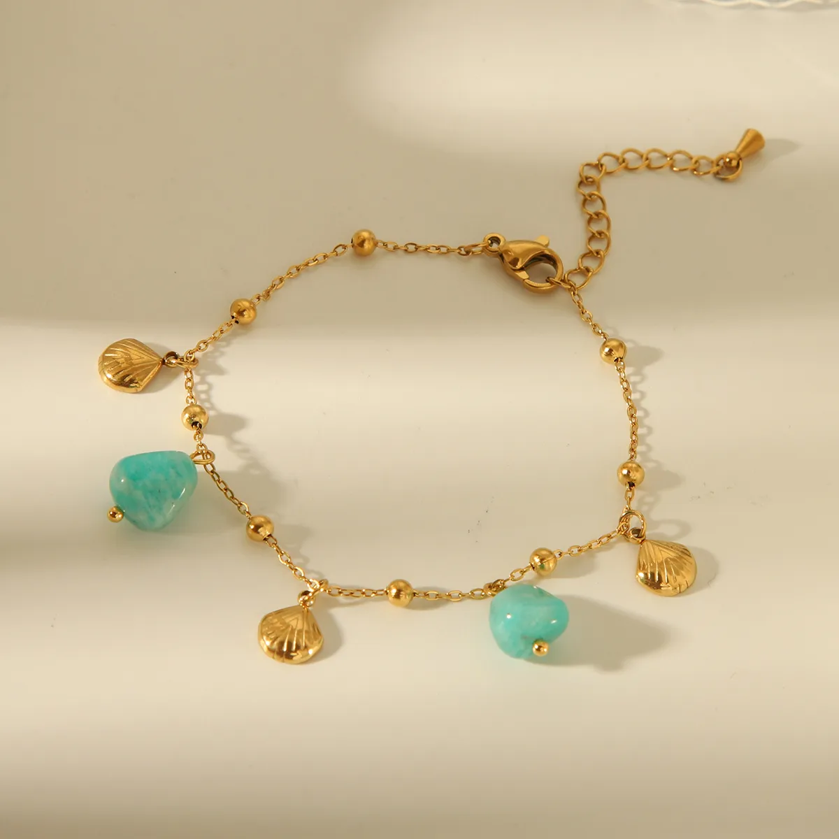 Beach Simple Style Commute Starfish Shell Fish Tail 304 Stainless Steel 18K Gold Plated Acrylic Natural Stone Bracelets In Bulk display picture 2