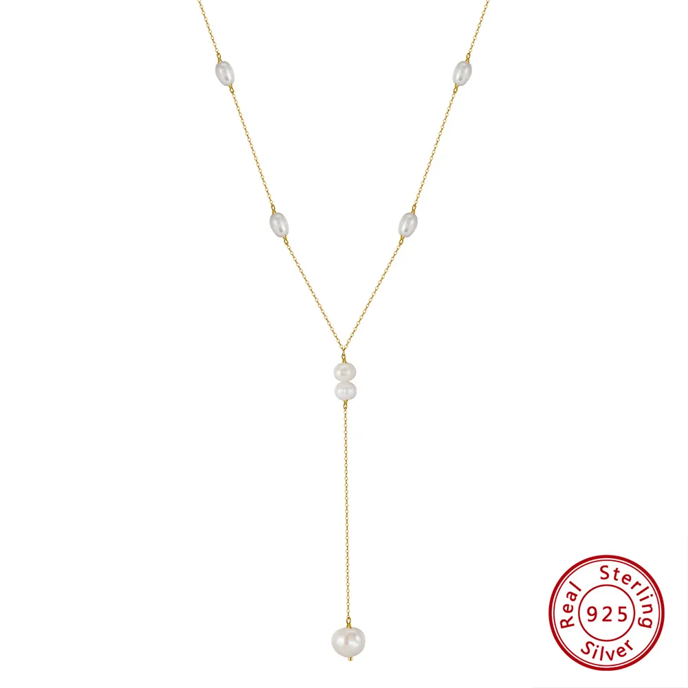 Sterling Silver 14K Gold Plated White Gold Plated Beach Sweet Simple Style Plating Solid Color Long Necklace display picture 2