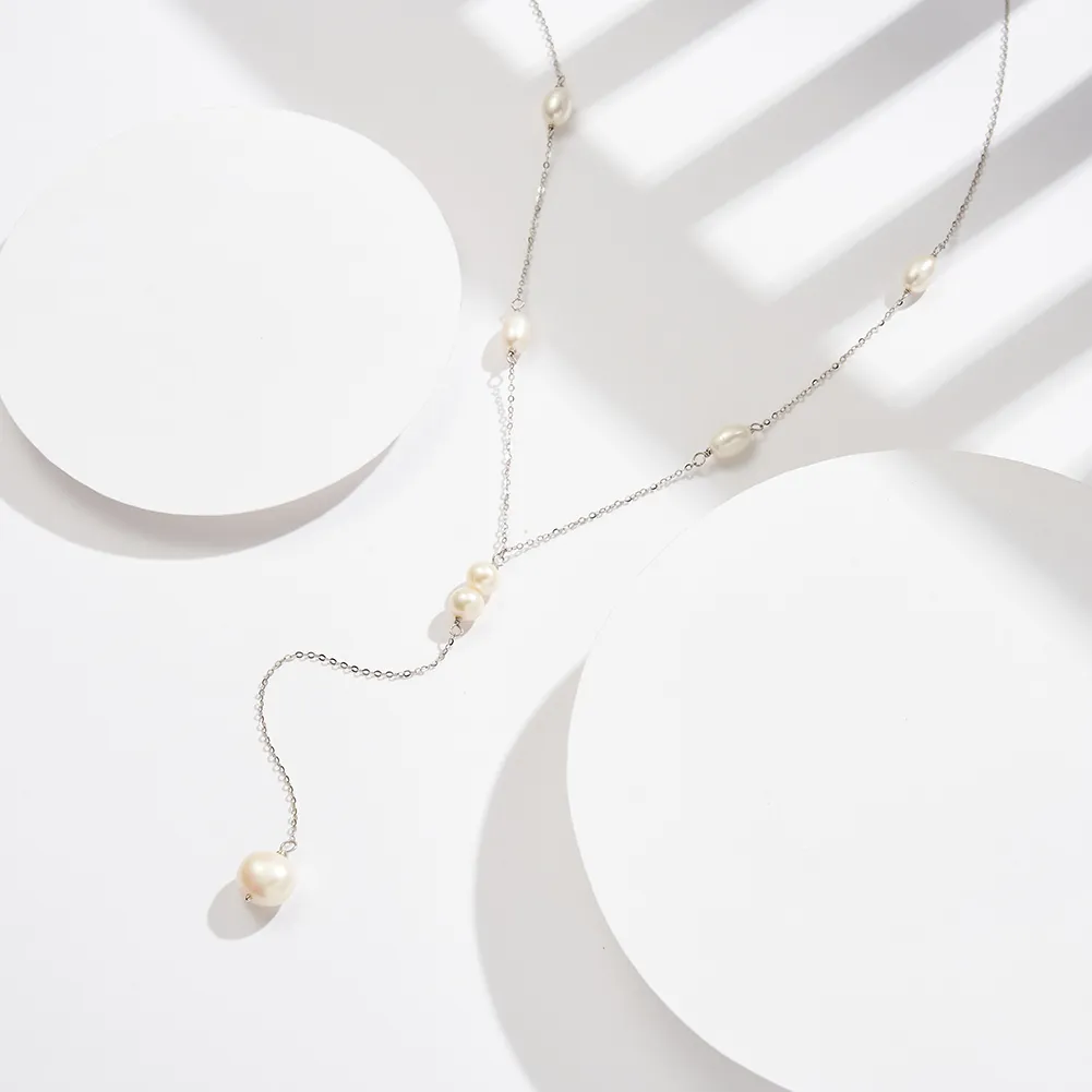 Sterling Silver 14K Gold Plated White Gold Plated Beach Sweet Simple Style Plating Solid Color Long Necklace display picture 4