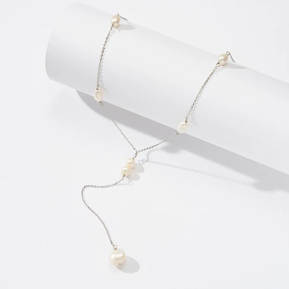 Sterling Silver 14K Gold Plated White Gold Plated Beach Sweet Simple Style Plating Solid Color Long Necklace display picture 5