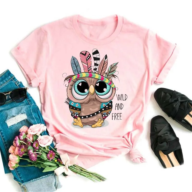 Women's T-shirt Short Sleeve T-Shirts Simple Style Classic Style Printing Owl display picture 8
