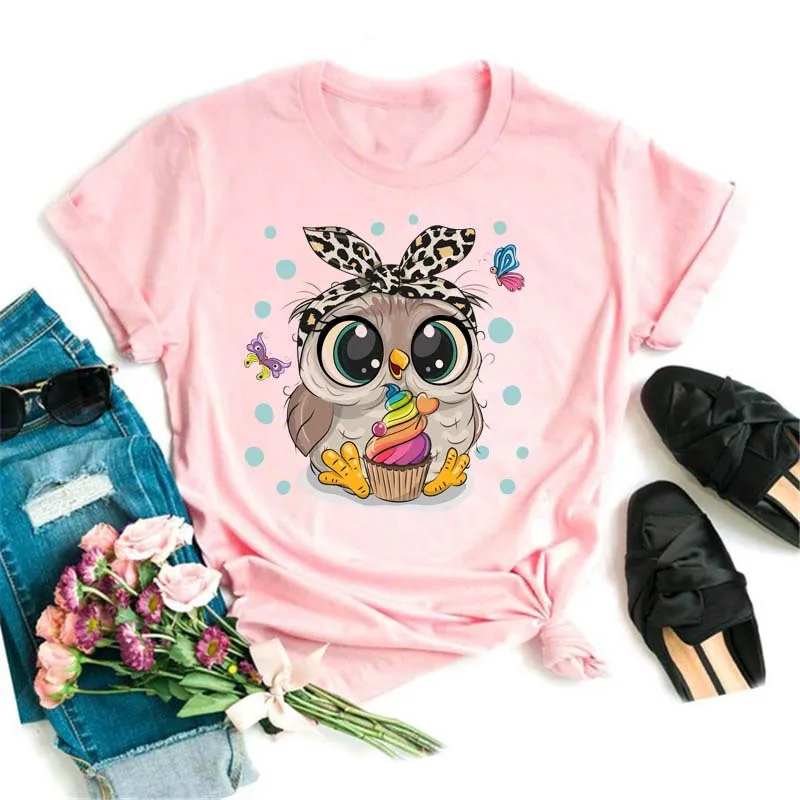 Women's T-shirt Short Sleeve T-Shirts Simple Style Classic Style Printing Owl display picture 7