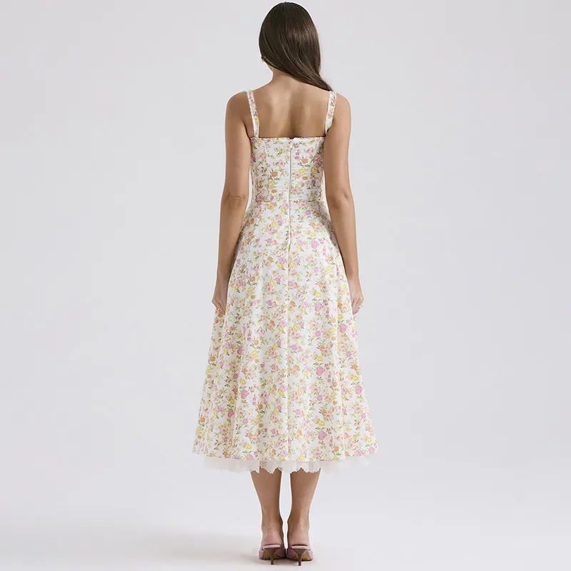 Women's Strap Dress Vacation Strap Printing Sleeveless Ditsy Floral Maxi Long Dress Holiday Beach display picture 12
