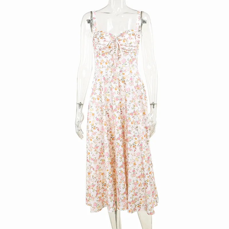 Women's Strap Dress Vacation Strap Printing Sleeveless Ditsy Floral Maxi Long Dress Holiday Beach display picture 15
