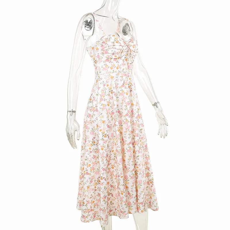 Women's Strap Dress Vacation Strap Printing Sleeveless Ditsy Floral Maxi Long Dress Holiday Beach display picture 16