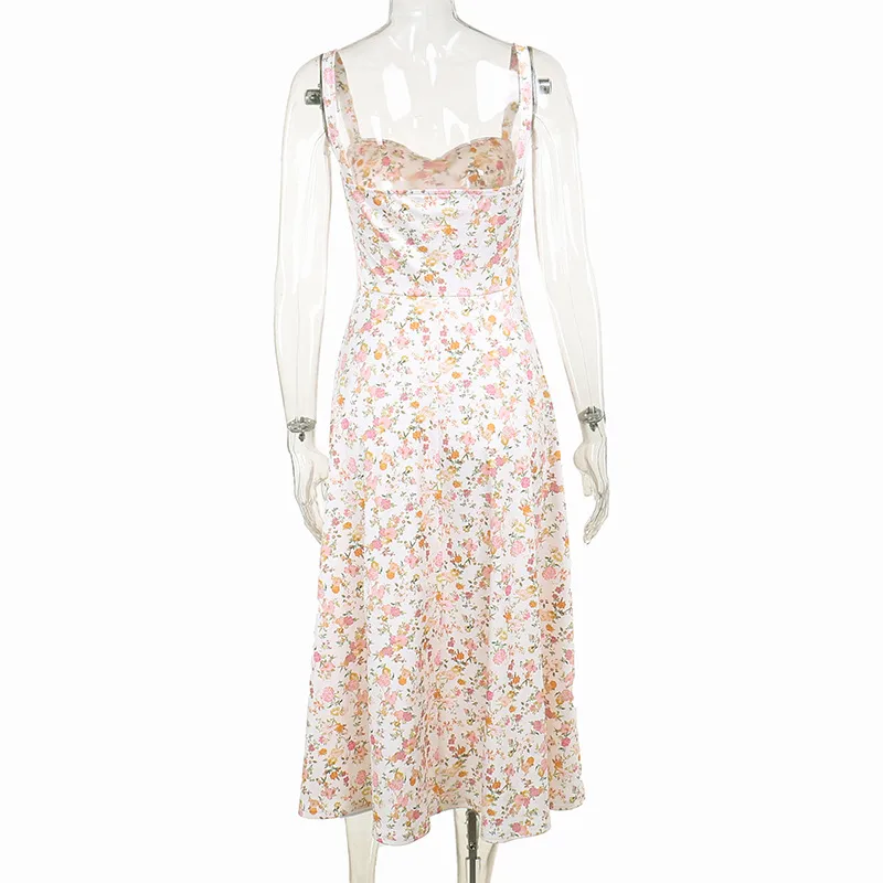 Women's Strap Dress Vacation Strap Printing Sleeveless Ditsy Floral Maxi Long Dress Holiday Beach display picture 17