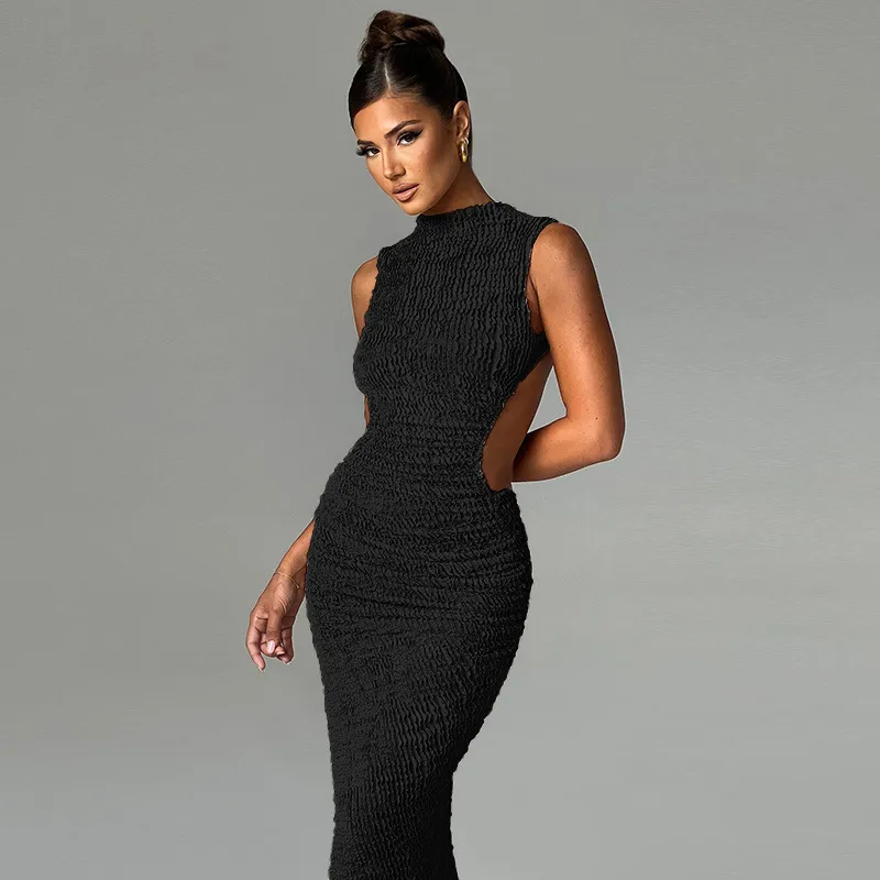 Women's Sheath Dress Sexy Round Neck Sleeveless Solid Color Maxi Long Dress Holiday Banquet Date display picture 16