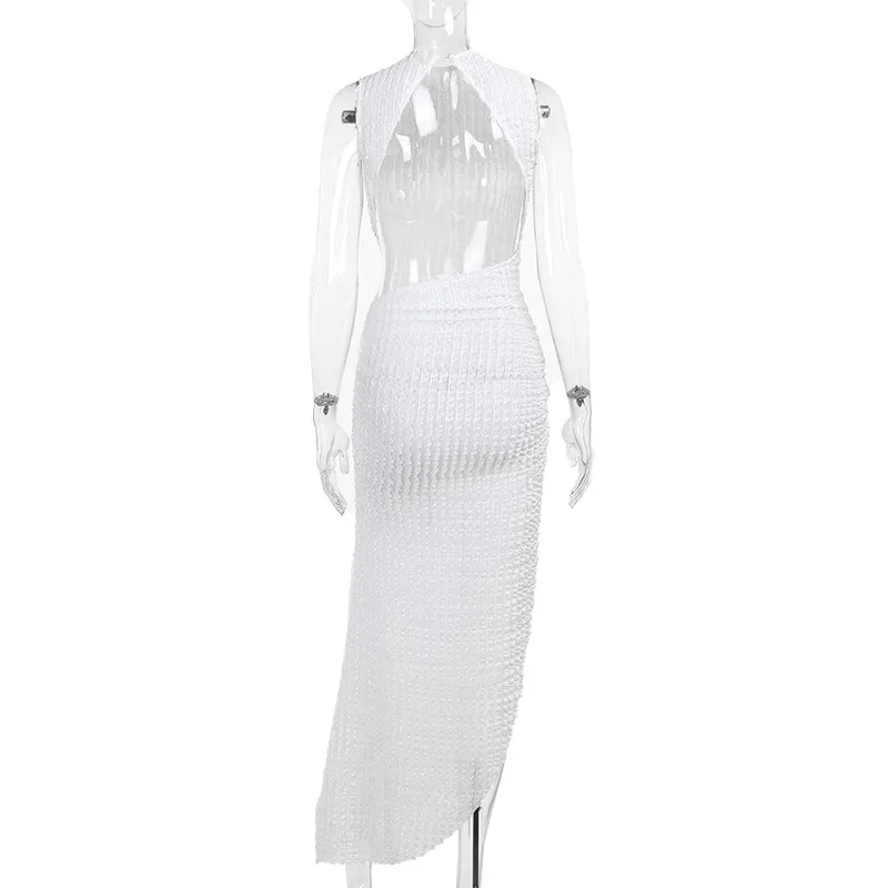 Women's Sheath Dress Sexy Round Neck Sleeveless Solid Color Maxi Long Dress Holiday Banquet Date display picture 21