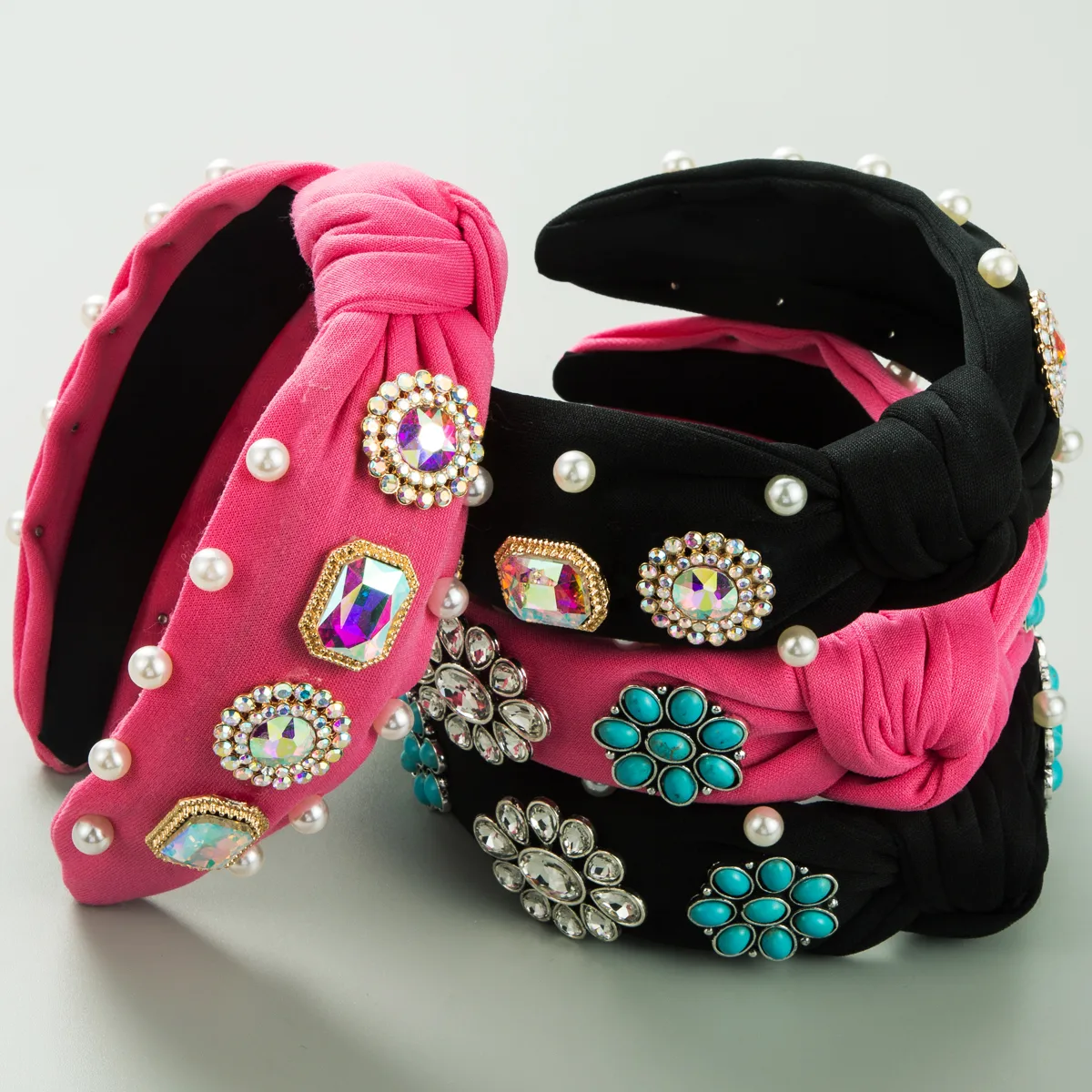 Women's Vacation Modern Style Classic Style Color Block Alloy Glass Inlay Rhinestones Glass Hair Band display picture 3