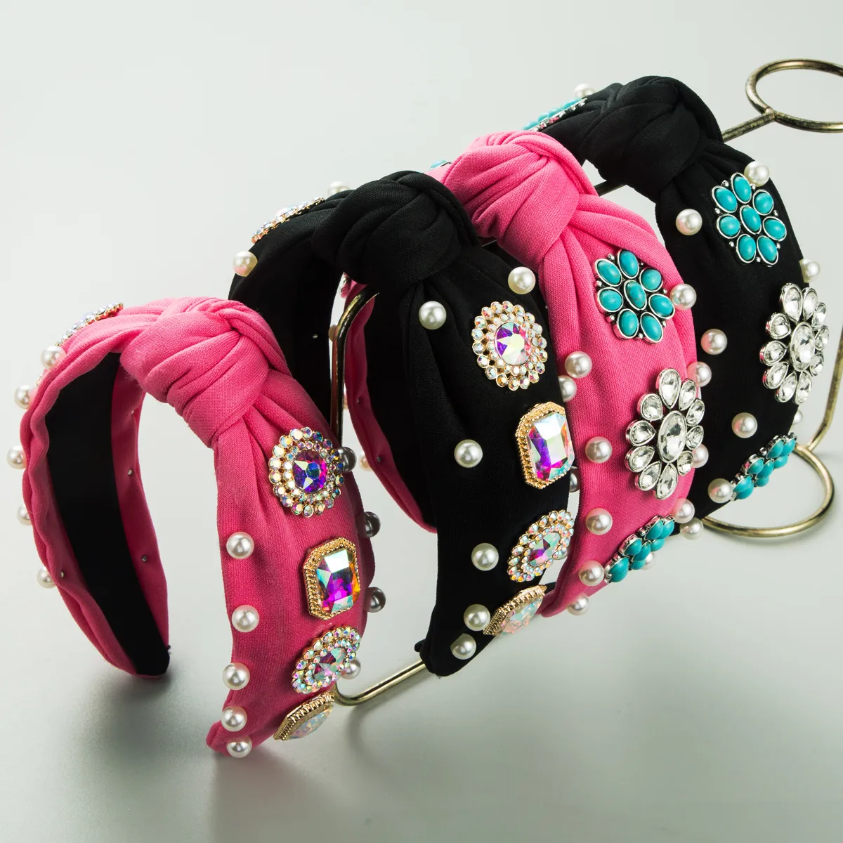 Women's Vacation Modern Style Classic Style Color Block Alloy Glass Inlay Rhinestones Glass Hair Band display picture 2