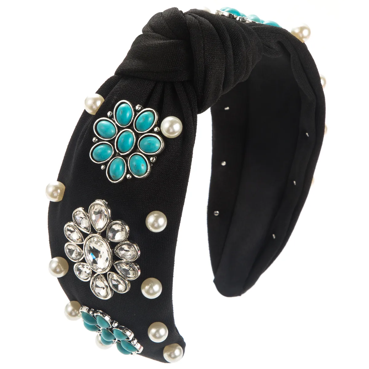 Women's Vacation Modern Style Classic Style Color Block Alloy Glass Inlay Rhinestones Glass Hair Band display picture 9
