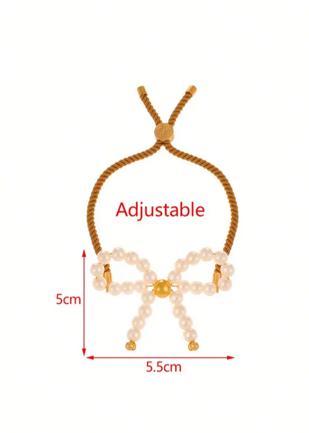 Wholesale Jewelry Elegant Classic Style Bow Knot Imitation Pearl Copper Bracelets display picture 1