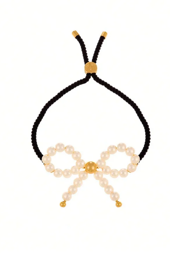 Wholesale Jewelry Elegant Classic Style Bow Knot Imitation Pearl Copper Bracelets display picture 2