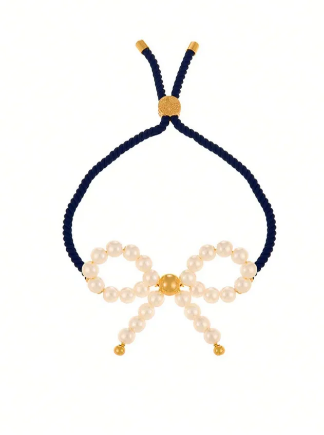 Wholesale Jewelry Elegant Classic Style Bow Knot Imitation Pearl Copper Bracelets display picture 3