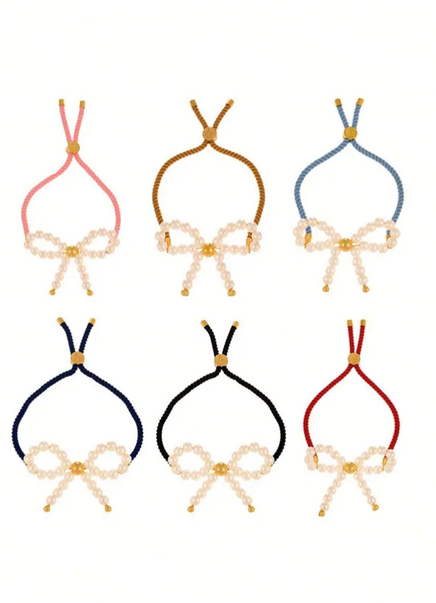 Wholesale Jewelry Elegant Classic Style Bow Knot Imitation Pearl Copper Bracelets display picture 7