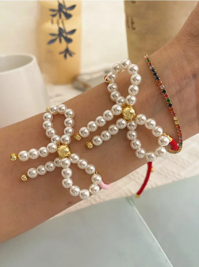 Wholesale Jewelry Elegant Classic Style Bow Knot Imitation Pearl Copper Bracelets display picture 8