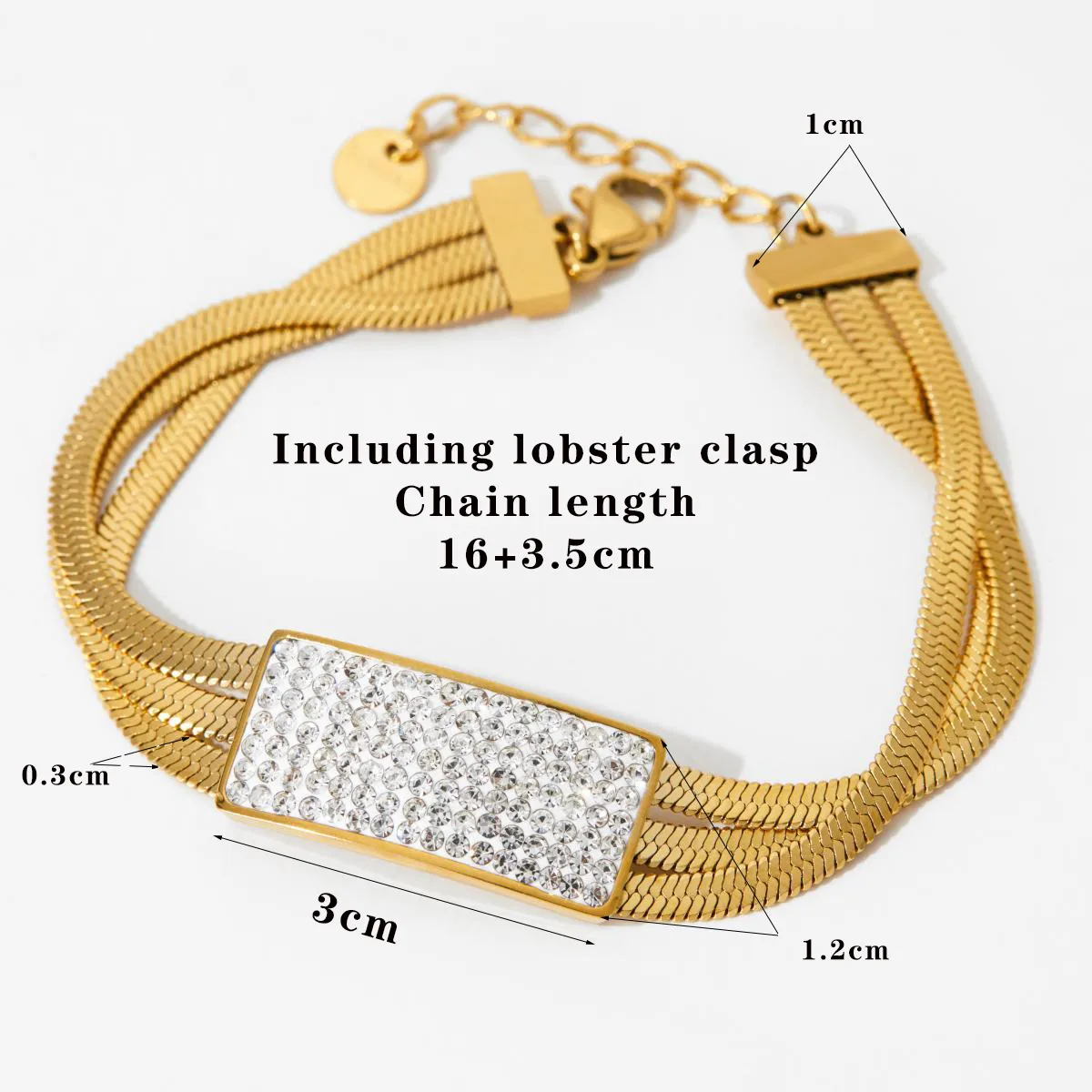 304 Stainless Steel White Gold Plated Gold Plated Casual Modern Style Inlay Solid Color Rhinestones Bracelets Necklace display picture 8
