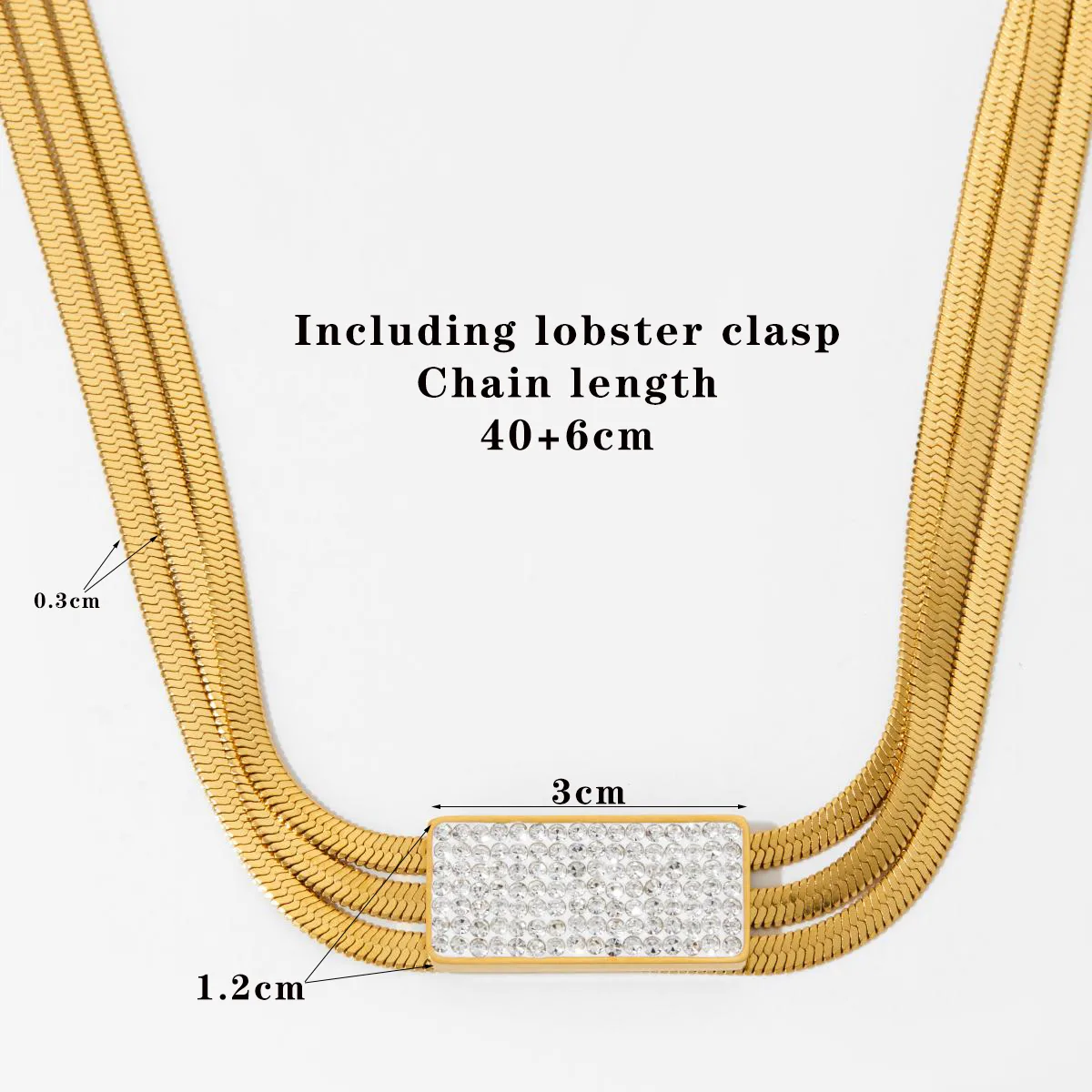 304 Stainless Steel White Gold Plated Gold Plated Casual Modern Style Inlay Solid Color Rhinestones Bracelets Necklace display picture 6