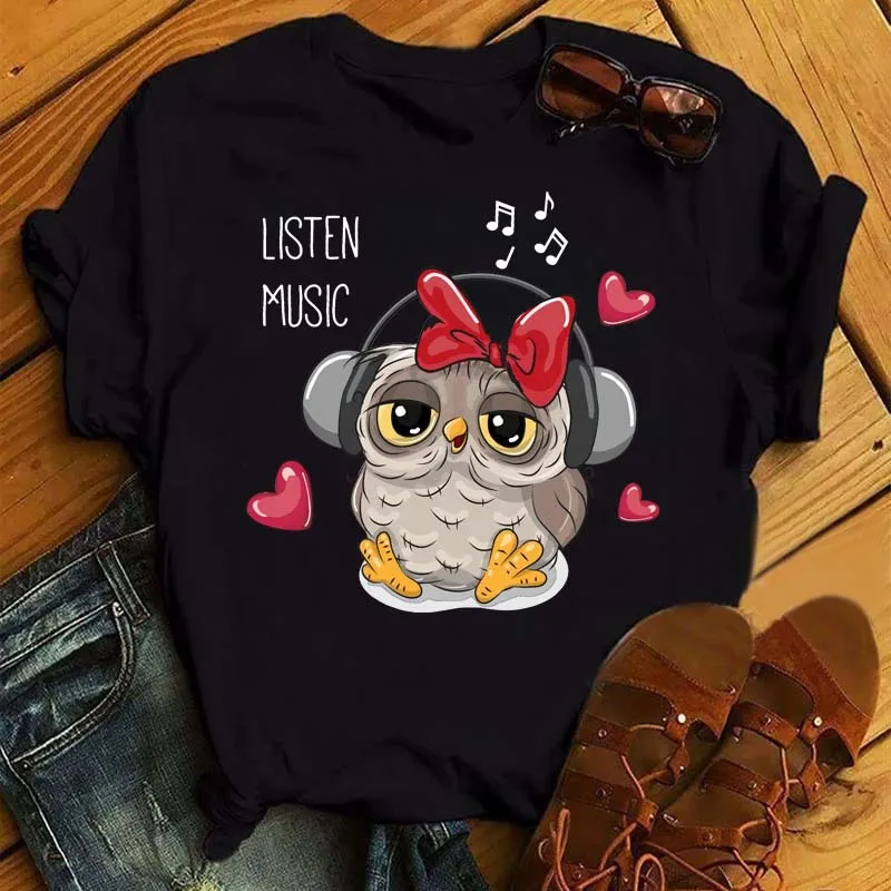Women's T-shirt Short Sleeve T-Shirts Simple Style Classic Style Printing Owl display picture 1