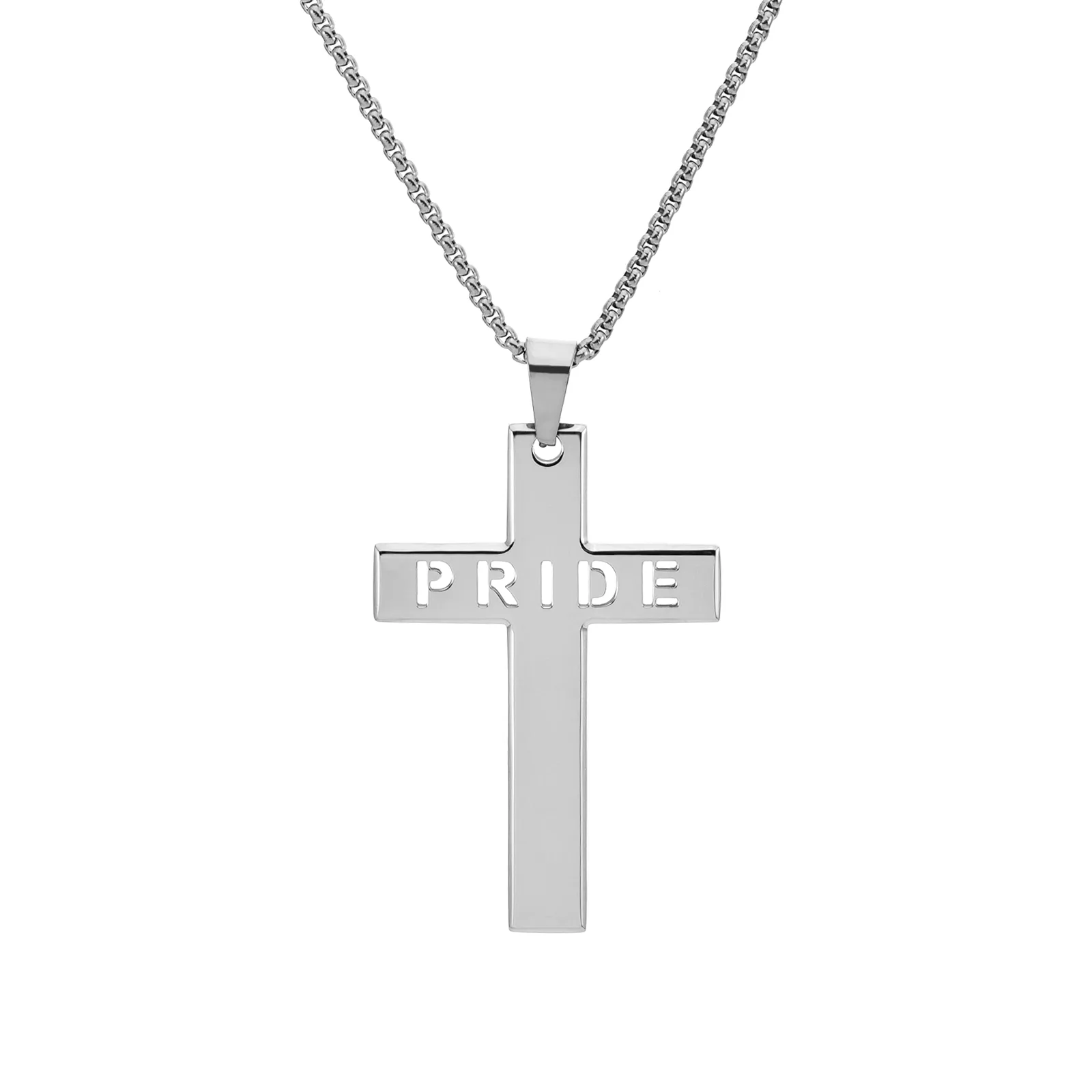 Casual Vacation Classic Style Cross Letter 304 Stainless Steel Luminous Polishing Hollow Out 18K Gold Plated Men's Pendant Necklace display picture 1
