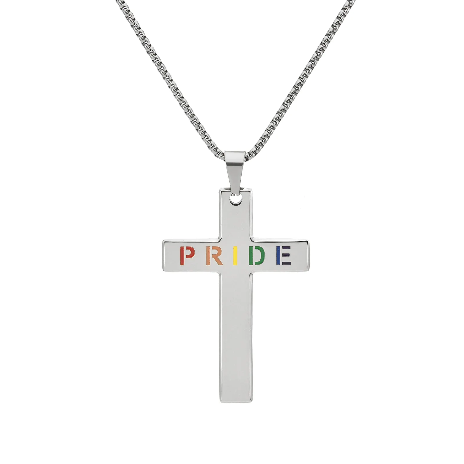 Casual Vacation Classic Style Cross Letter 304 Stainless Steel Luminous Polishing Hollow Out 18K Gold Plated Men's Pendant Necklace display picture 3
