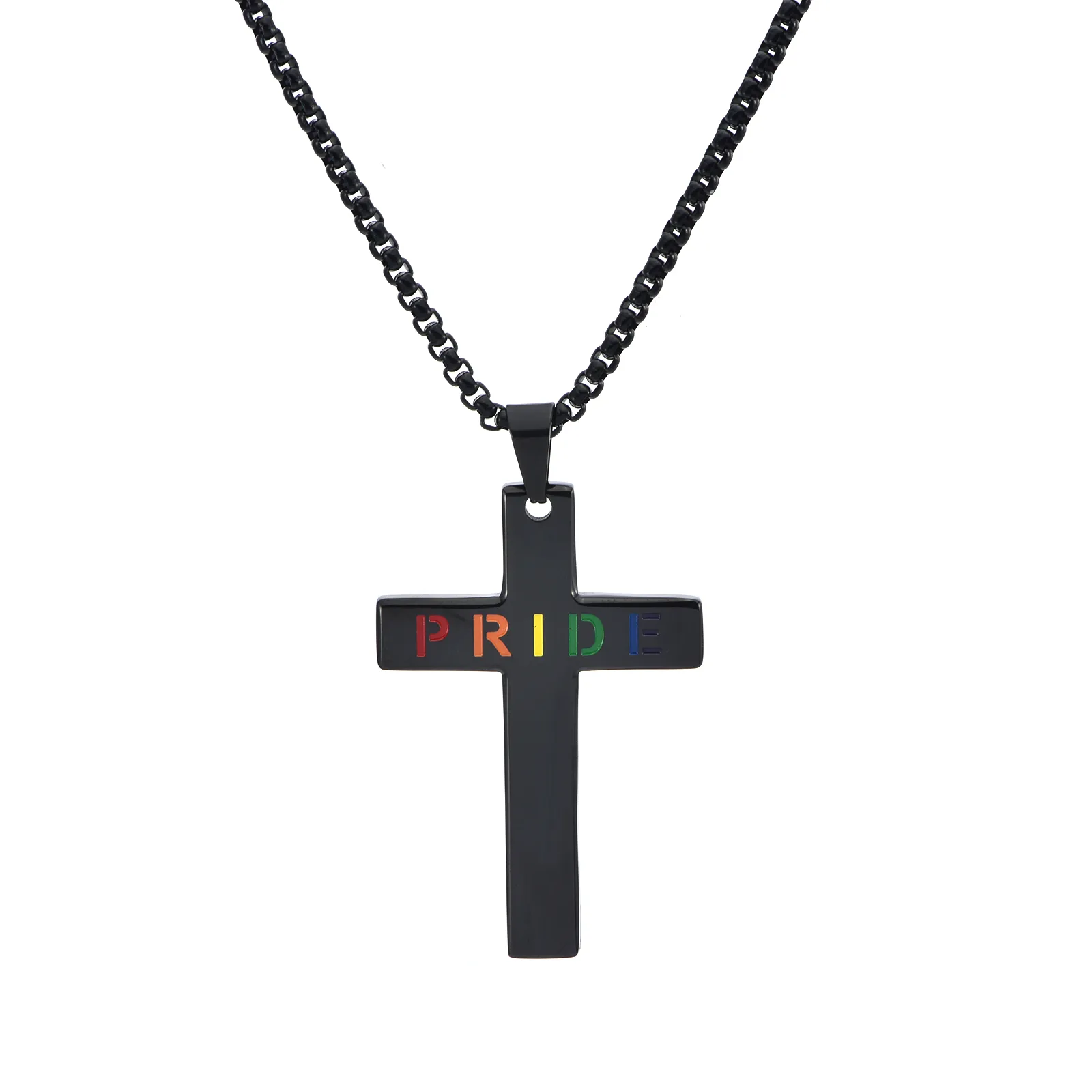Casual Vacation Classic Style Cross Letter 304 Stainless Steel Luminous Polishing Hollow Out 18K Gold Plated Men's Pendant Necklace display picture 4