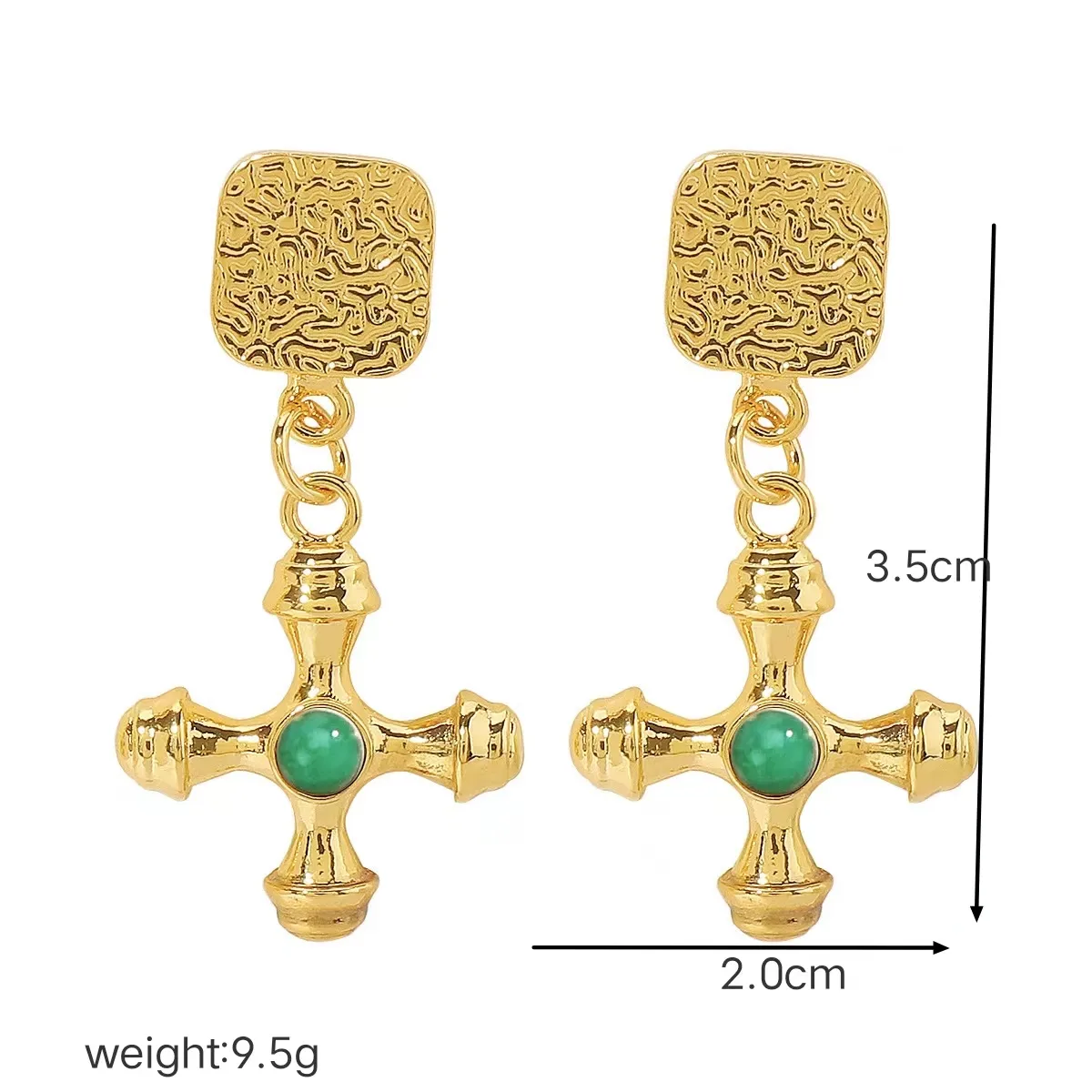 304 Stainless Steel 18K Gold Plated Casual Simple Style Polishing Plating Inlay Cross Artificial Gemstones Earrings Necklace display picture 3