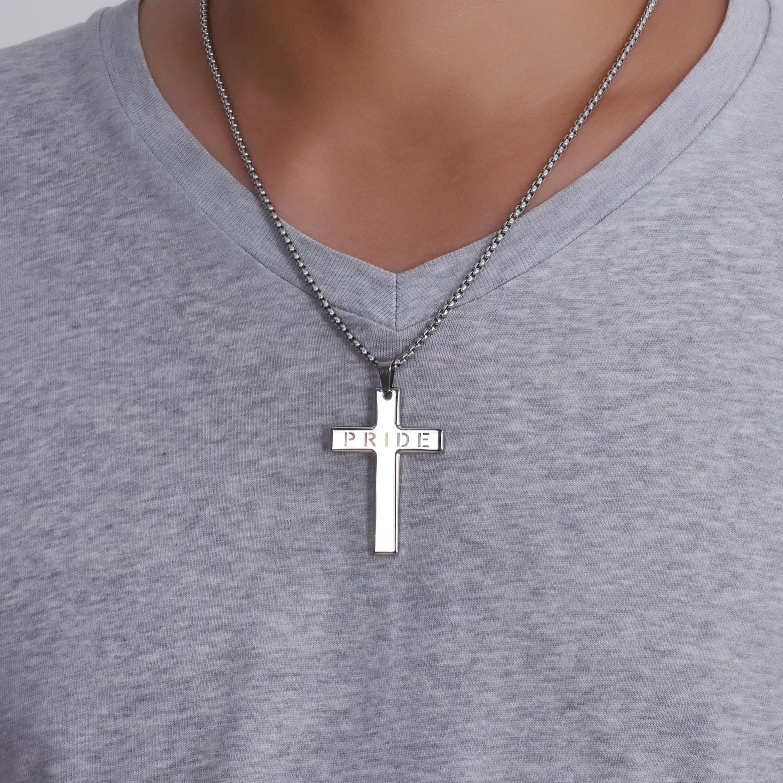 Casual Vacation Classic Style Cross Letter 304 Stainless Steel Luminous Polishing Hollow Out 18K Gold Plated Men's Pendant Necklace display picture 10