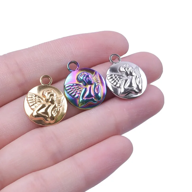 1 Piece 304 Stainless Steel Angel Pendant display picture 2
