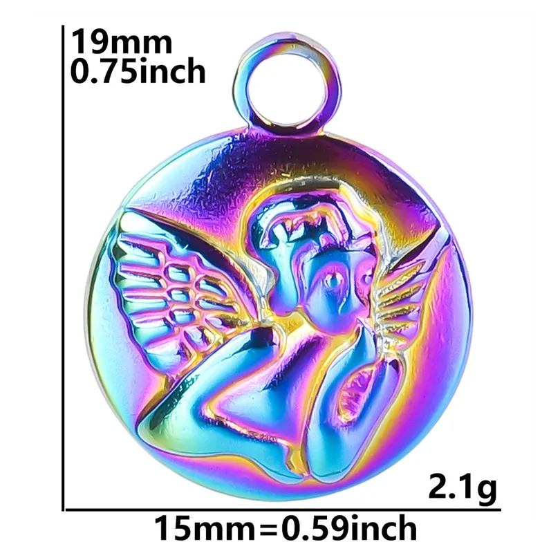1 Piece 304 Stainless Steel Angel Pendant display picture 8