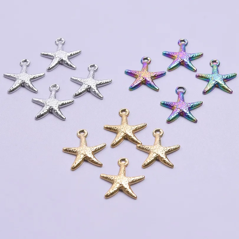 1 Piece Hole 1~1.9mm 304 Stainless Steel 18K Gold Plated Starfish Sandblasted Polished Pendant display picture 3
