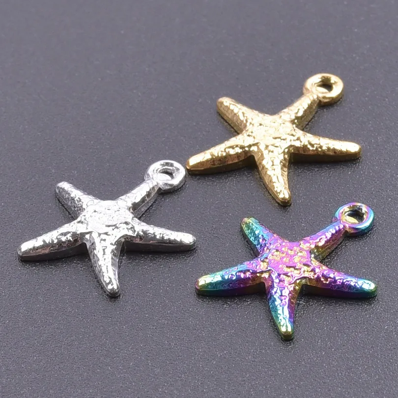 1 Piece Hole 1~1.9mm 304 Stainless Steel 18K Gold Plated Starfish Sandblasted Polished Pendant display picture 5