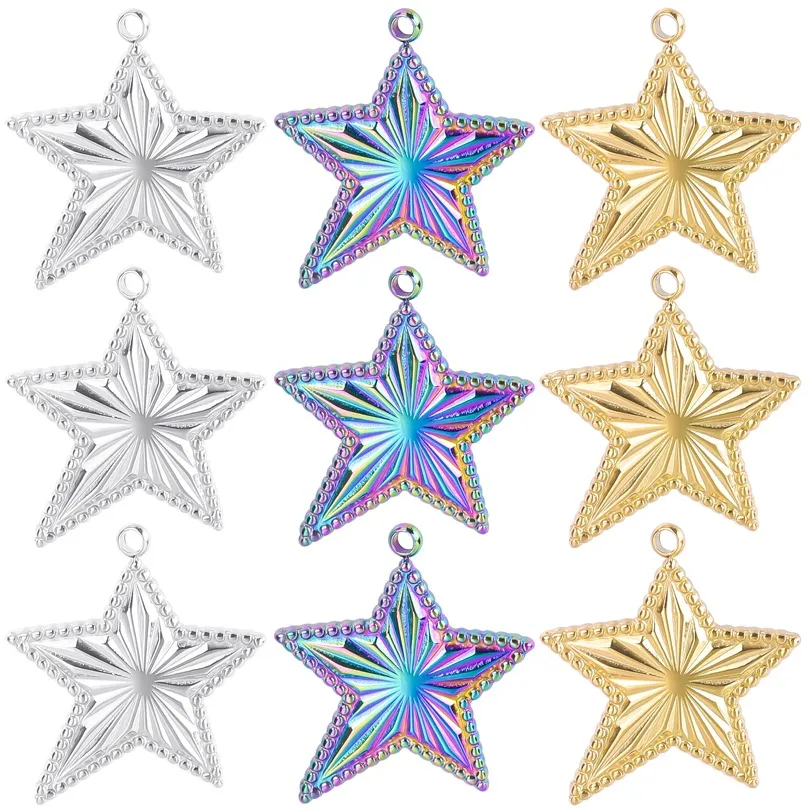 1 Piece 18 * 20mm Hole 1~1.9mm 304 Stainless Steel 18K Gold Plated Pentagram Polished Pendant display picture 1