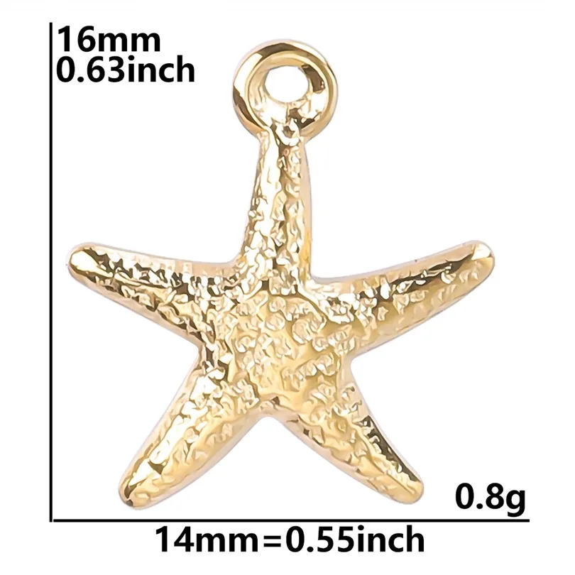 1 Piece Hole 1~1.9mm 304 Stainless Steel 18K Gold Plated Starfish Sandblasted Polished Pendant display picture 7