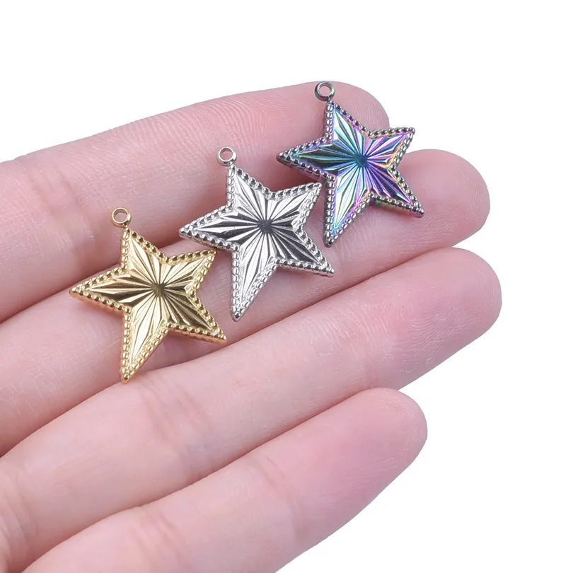1 Piece 18 * 20mm Hole 1~1.9mm 304 Stainless Steel 18K Gold Plated Pentagram Polished Pendant display picture 2