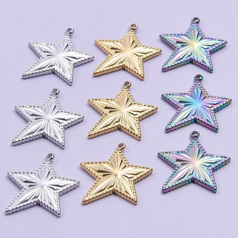 1 Piece 18 * 20mm Hole 1~1.9mm 304 Stainless Steel 18K Gold Plated Pentagram Polished Pendant display picture 3