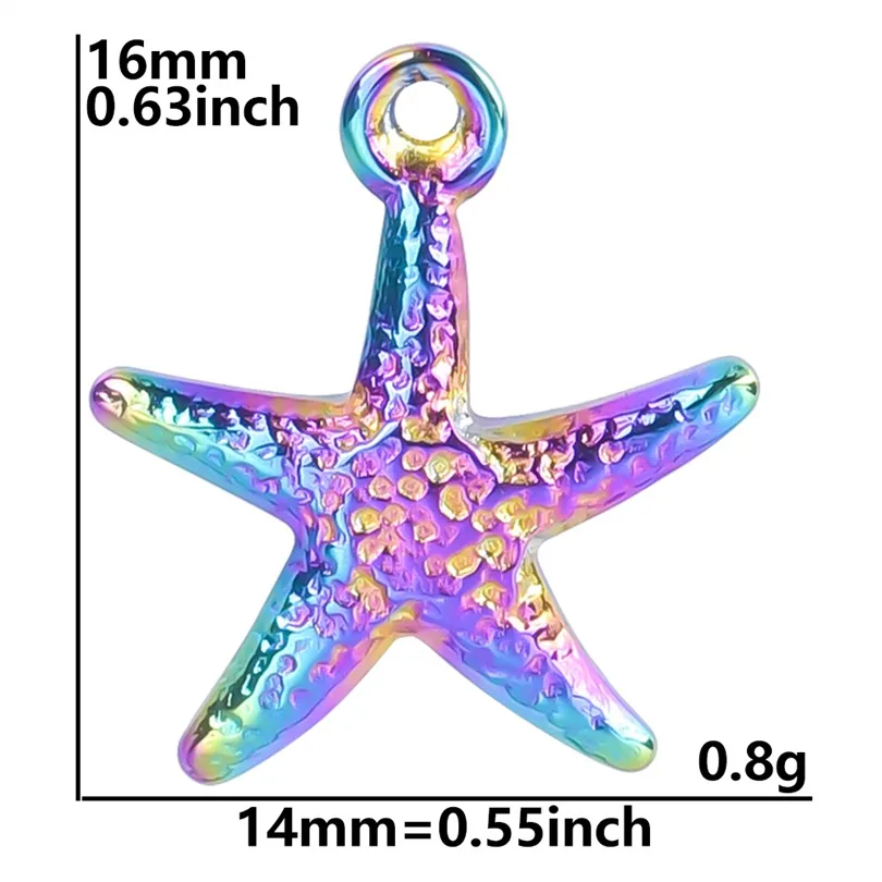 1 Piece Hole 1~1.9mm 304 Stainless Steel 18K Gold Plated Starfish Sandblasted Polished Pendant display picture 8