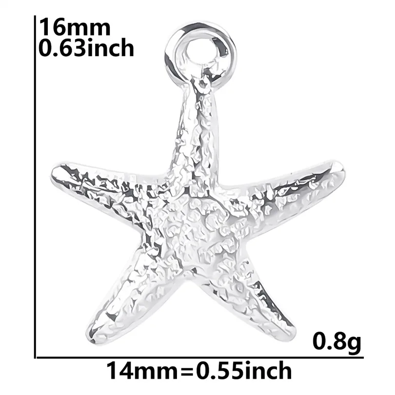 1 Piece Hole 1~1.9mm 304 Stainless Steel 18K Gold Plated Starfish Sandblasted Polished Pendant display picture 9