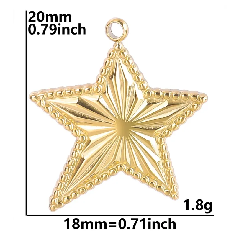 1 Piece 18 * 20mm Hole 1~1.9mm 304 Stainless Steel 18K Gold Plated Pentagram Polished Pendant display picture 7