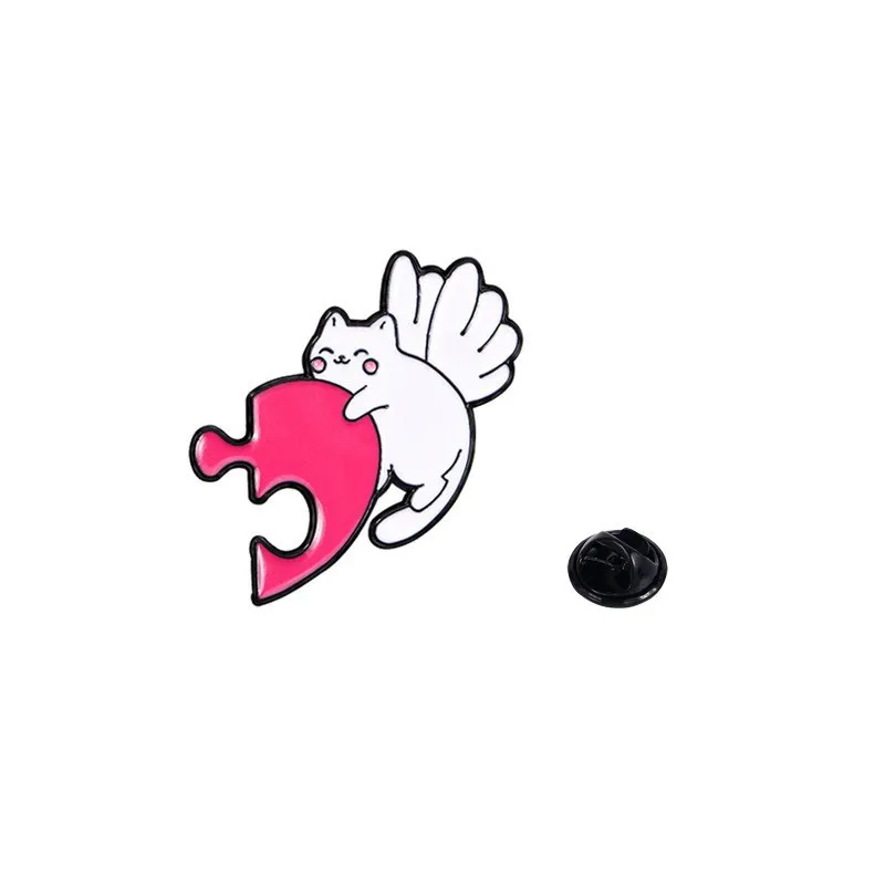 Cartoon Style Cute Simple Style Heart Shape Cat Alloy Enamel Plating Unisex Brooches Collar Pin display picture 10
